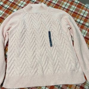 Chaps light pink cable knit sweater with subtle sparkle size XL NWT